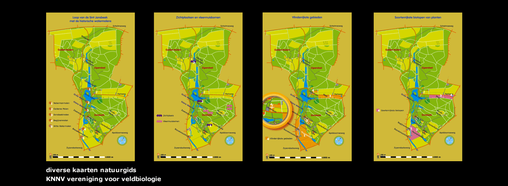 diverse kaarten natuurgids KNNV pars Sonsbeek Arnhem, 