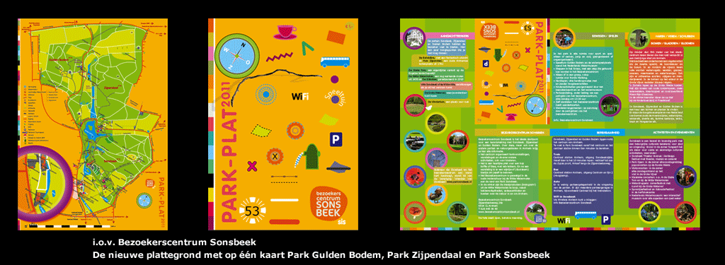 i.o.v. Bezoekerscentrum Sonsbeek  De nieuwe plattegrond met op één kaart Park Gulden Bodem, Park Zijpendaal en Park Sonsbeek